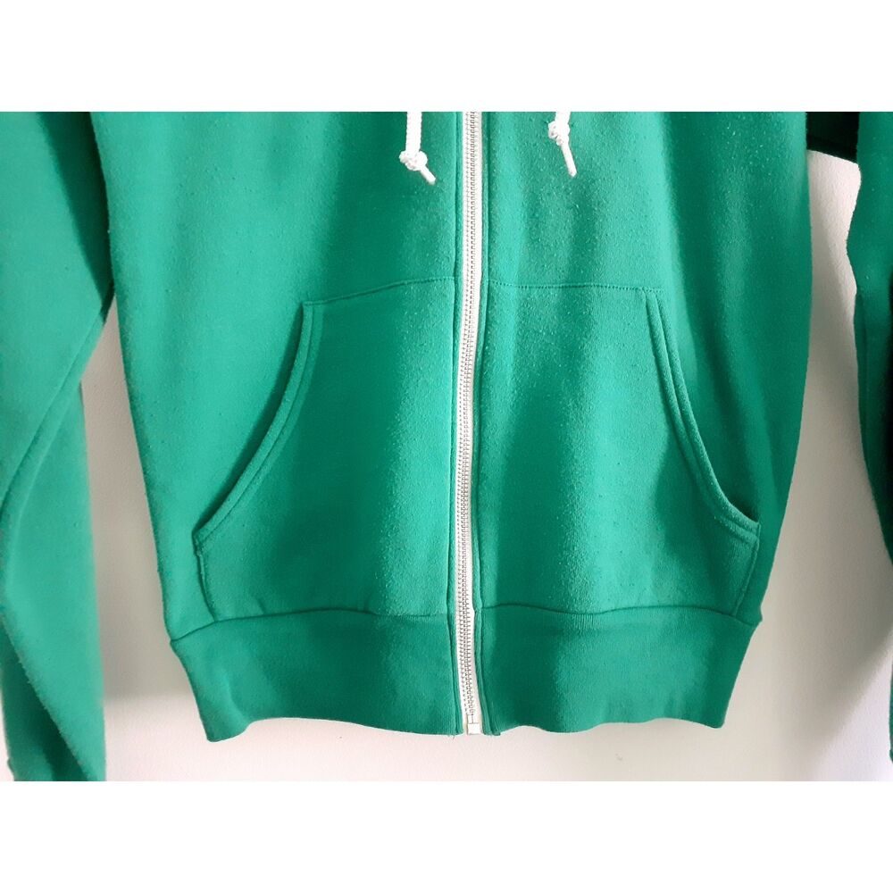 Canvas Womens Solid Green Fleece Full Zip Drawstring Sweatshirt Hoodie XS - Picture 8 of 12